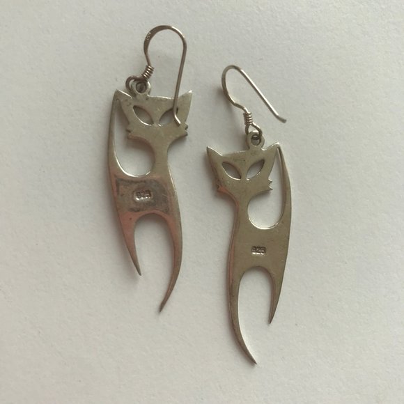 Silver Cat Earrings - Picture 1 of 1